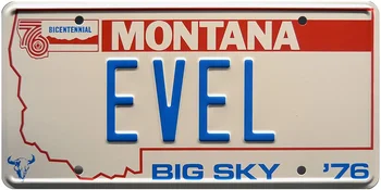 Įžymybių mašinos Viva Knievel | 76 EVEL | Metalinis štampuotas valstybinis numeris